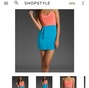 NAVEN
2 Tone Heartthrob Dress in Peach/Cali Blue